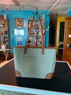 Designer-Inspired Brown & Cream Tote Bag